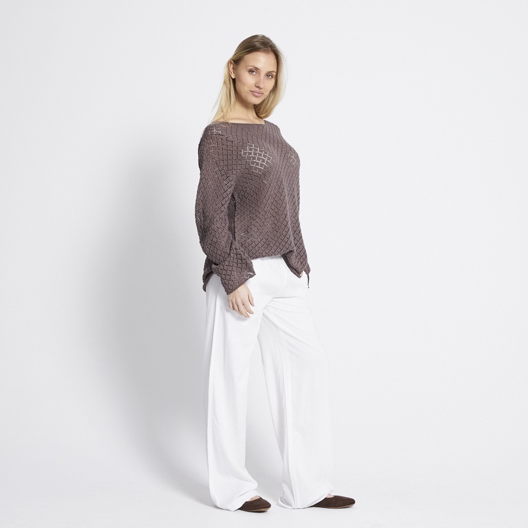 Crochet knit sweater "Villemo" Light Brown